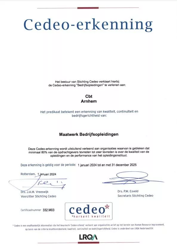 Certificaat Cedeo Cbt 2024