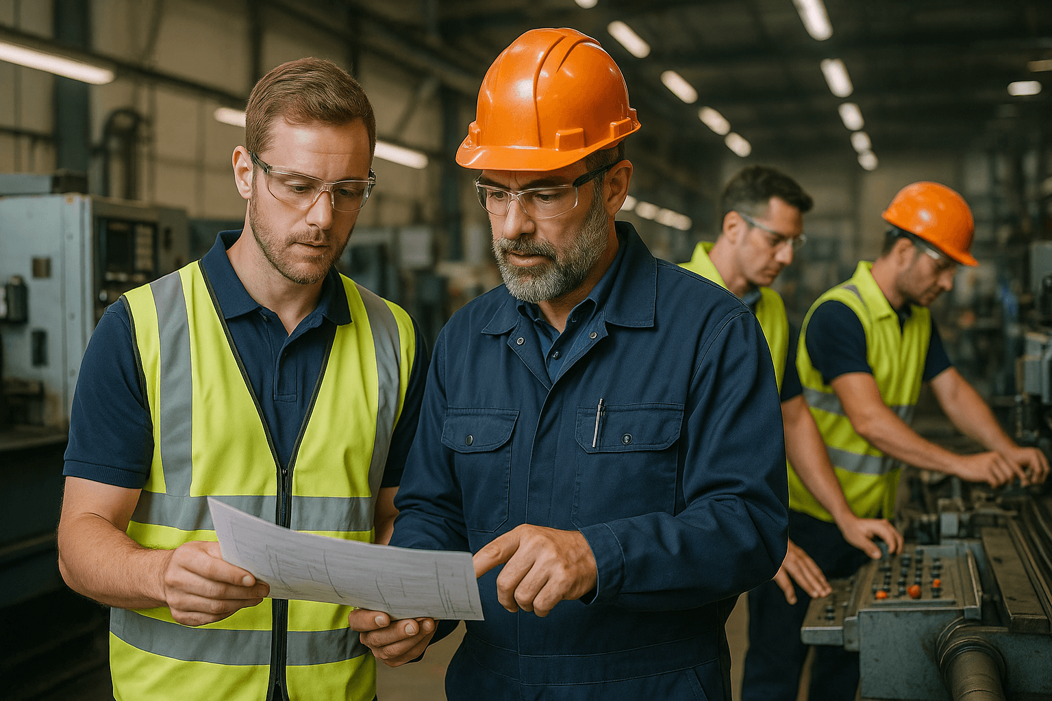 Medewerkers leren in fabriek