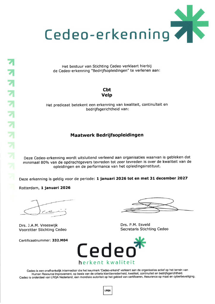 Certificaat Cedeo Cbt 2024